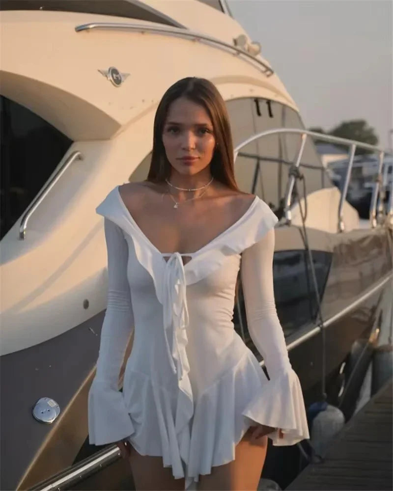 V Yaka Mini Elbise