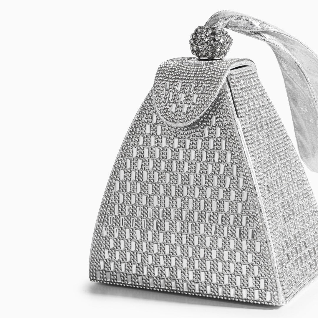 Crystal Pyramid Silver Çanta