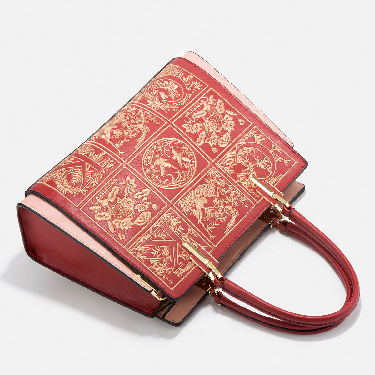 Havilah Kırmızı Nakışlı Orta Boy Tote Çanta