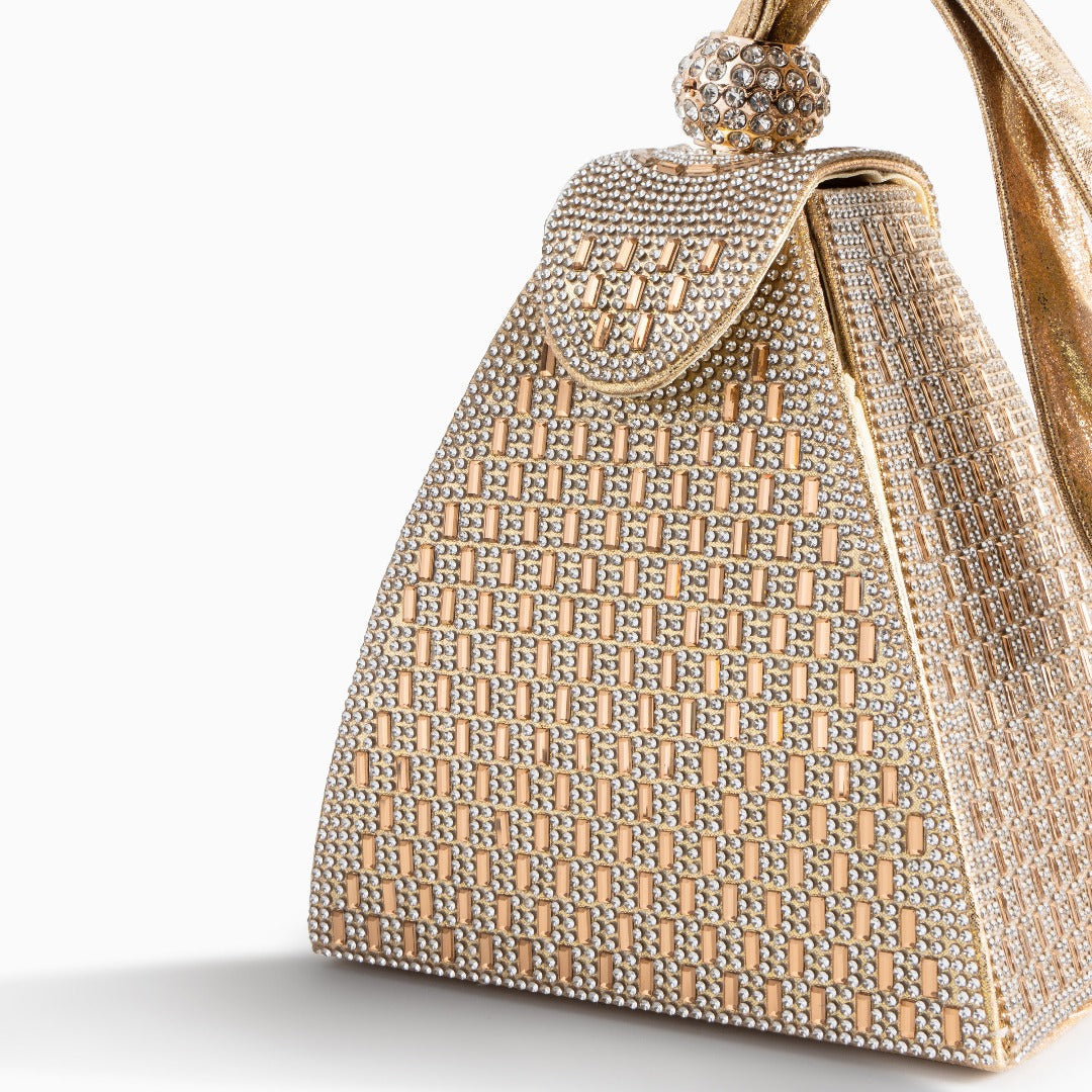 Crystal Pyramid Gold Çanta