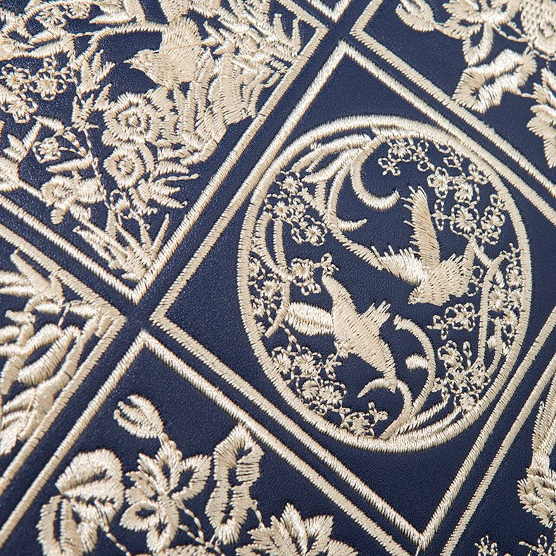 Havilah Lacivert Nakışlı Orta Boy Tote Çanta