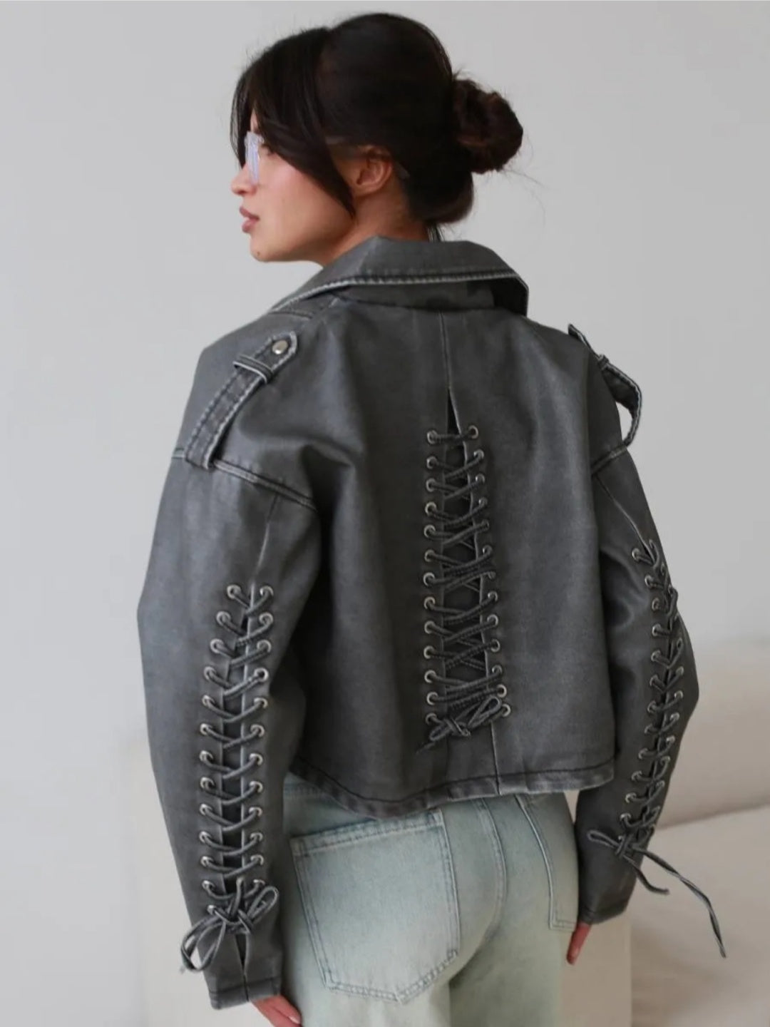 SIRTINDA BAĞCIKLI VINTAGE TIRPAN CEKET