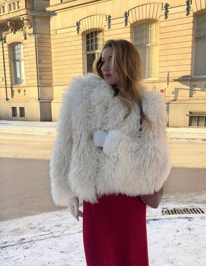 Tiftik Tarz Tibet Keçisi Kürkü Ceket