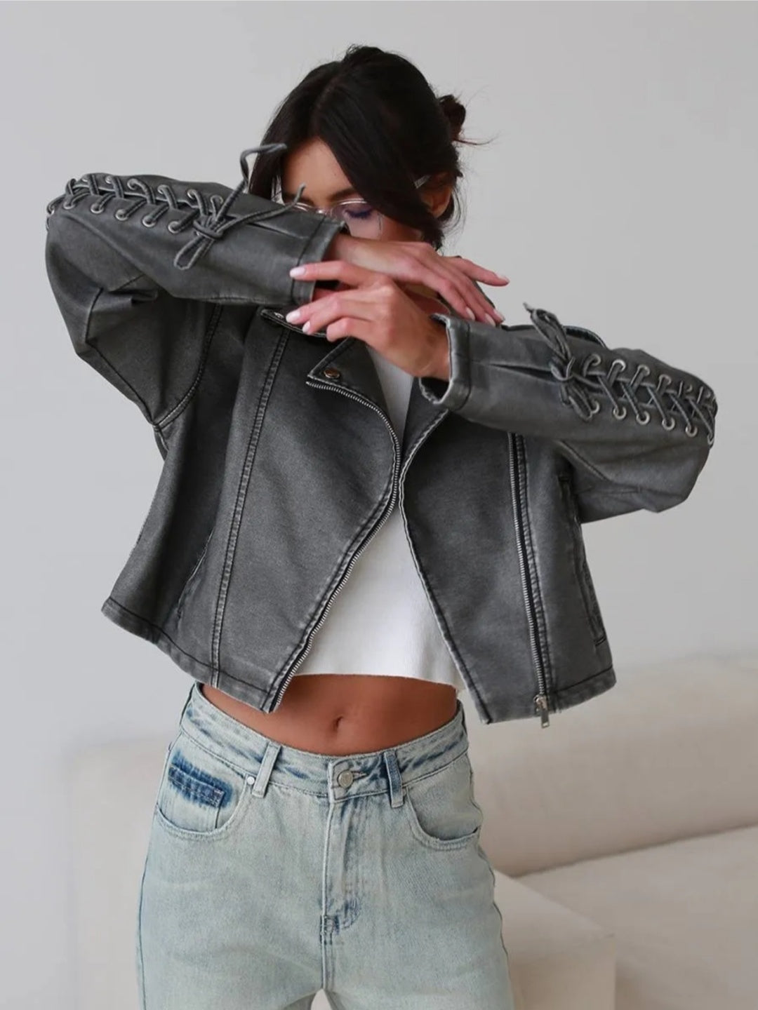 SIRTINDA BAĞCIKLI VINTAGE TIRPAN CEKET