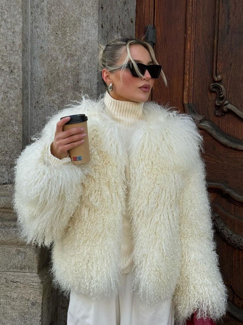 Tiftik Tarz Tibet Keçisi Kürkü Ceket