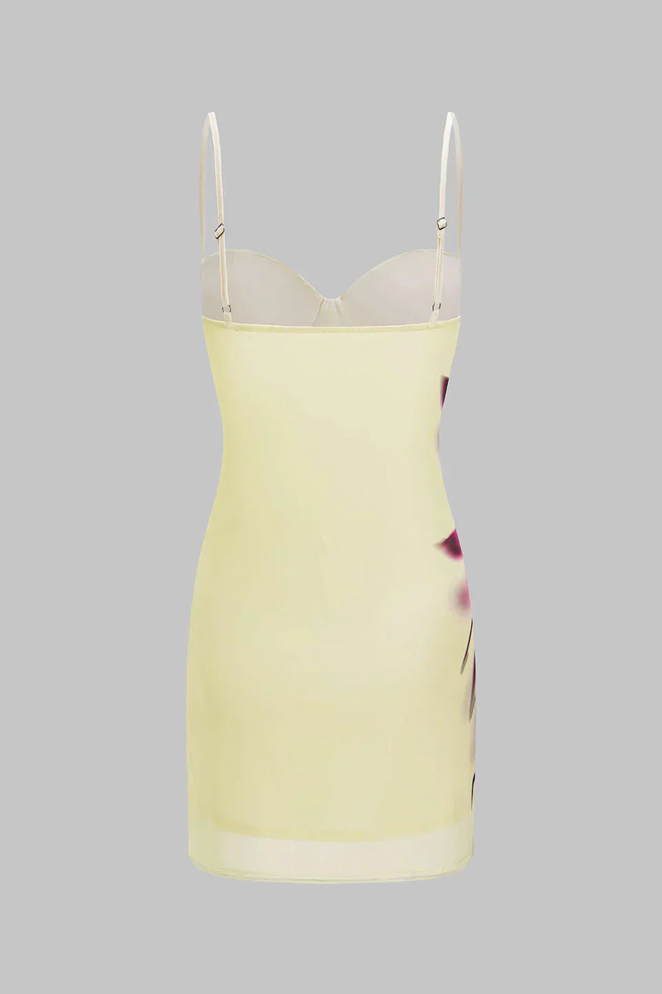 File Çiçek Desenli Slip Büstiyer Kolsuz Mini Elbise