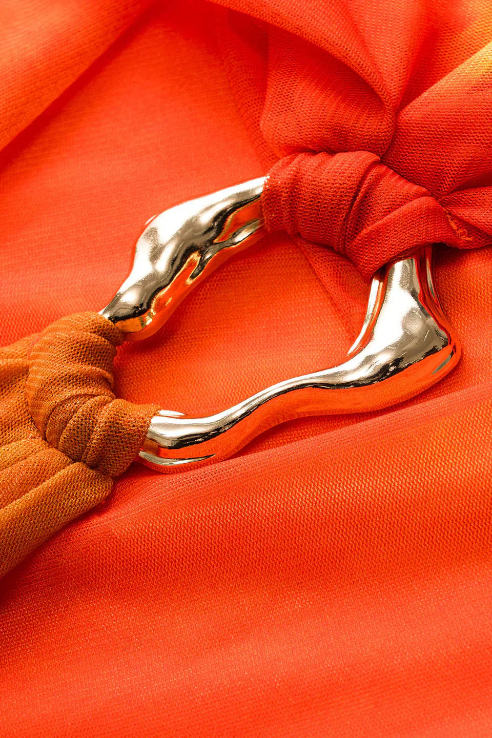 Çiçek Desenli File Asimetrik Kıvrımlı Askılı Üst