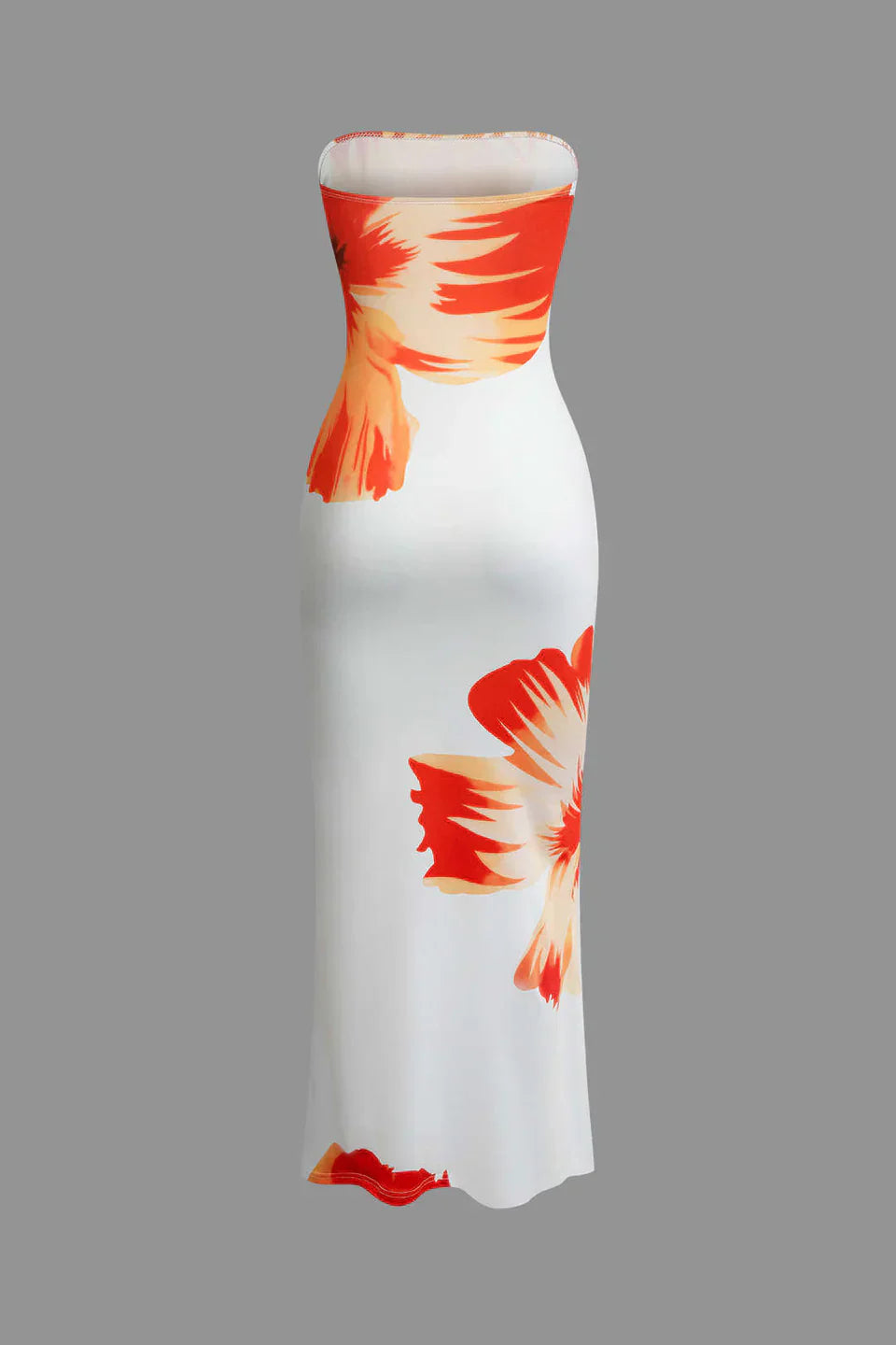Sunny Floral Cascade Straplez Midi Elbise