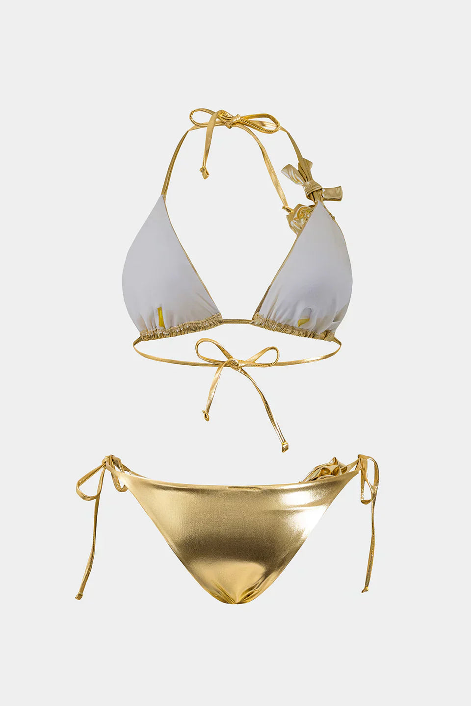 3D Çiçekli Büzgülü Bağlamalı Bikini Ve Etek Takımı