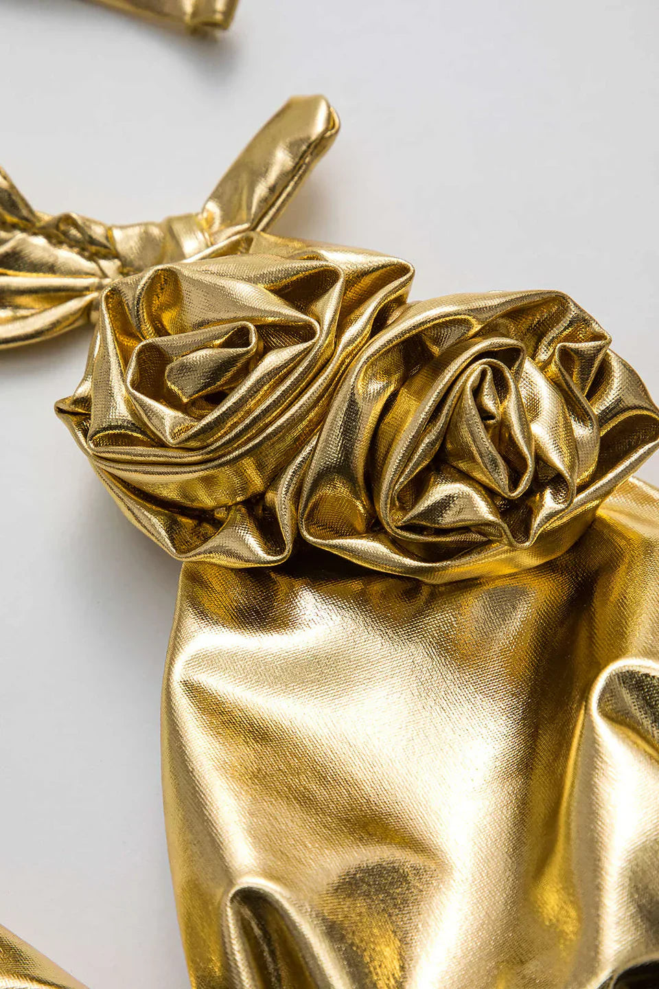 3D Çiçekli Büzgülü Bağlamalı Bikini Ve Etek Takımı