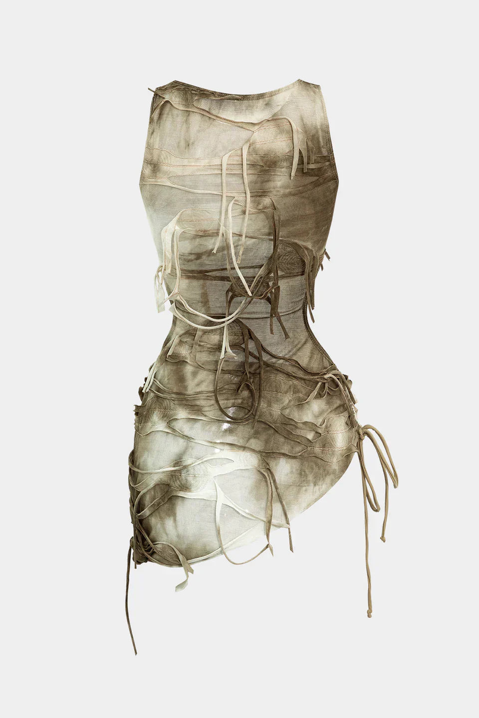 Halter Bikini Ve Tie Dye Cover Up Sarong 3'Lü Set