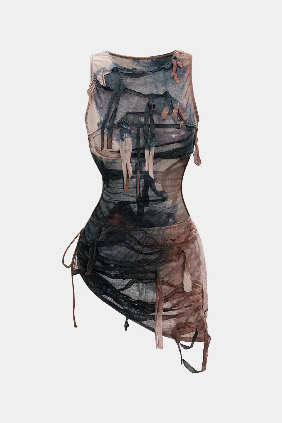 Halter Bikini Ve Tie Dye Cover Up Sarong 3'Lü Set