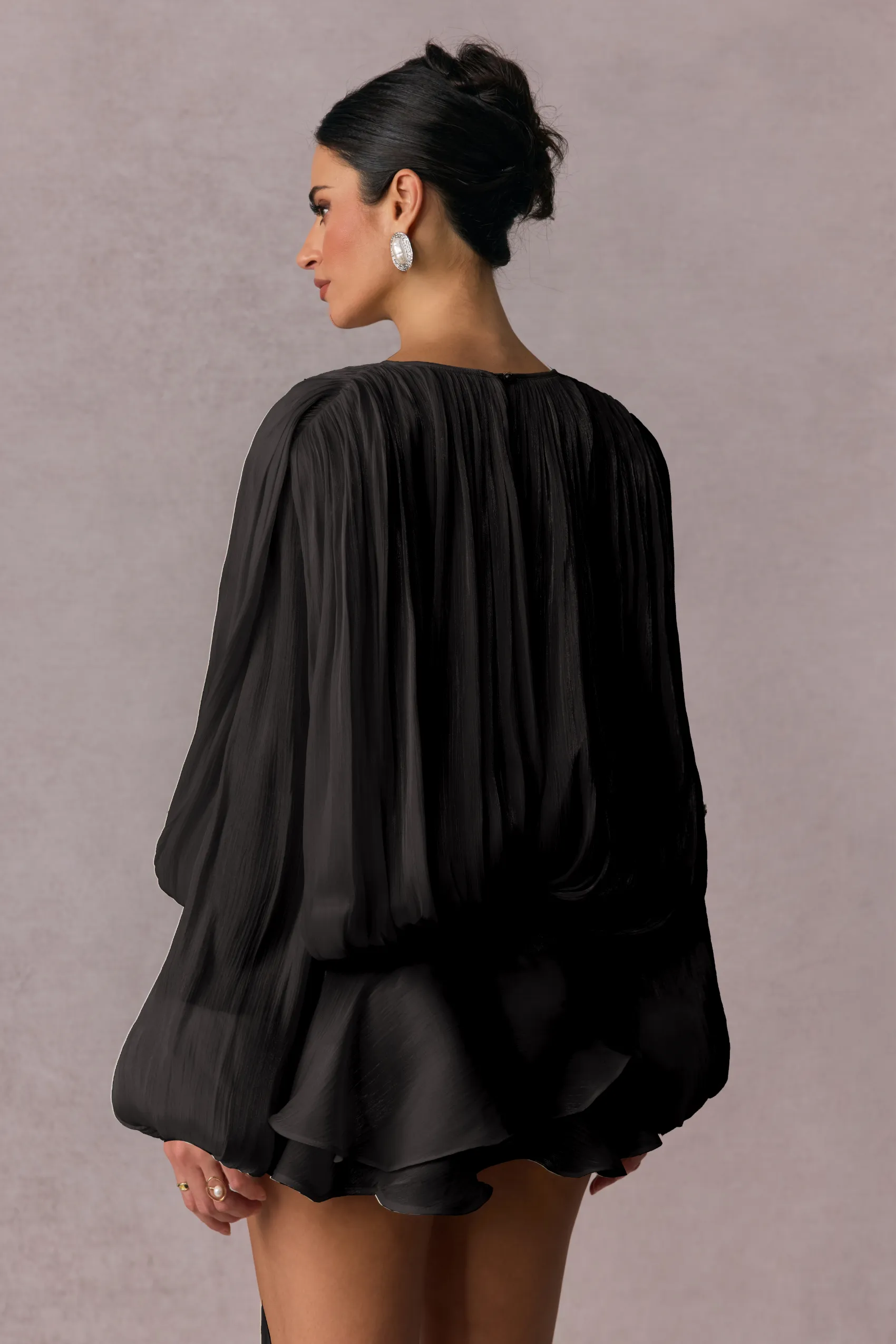 Beryl Pileli Volanlı Etek Mini Elbise