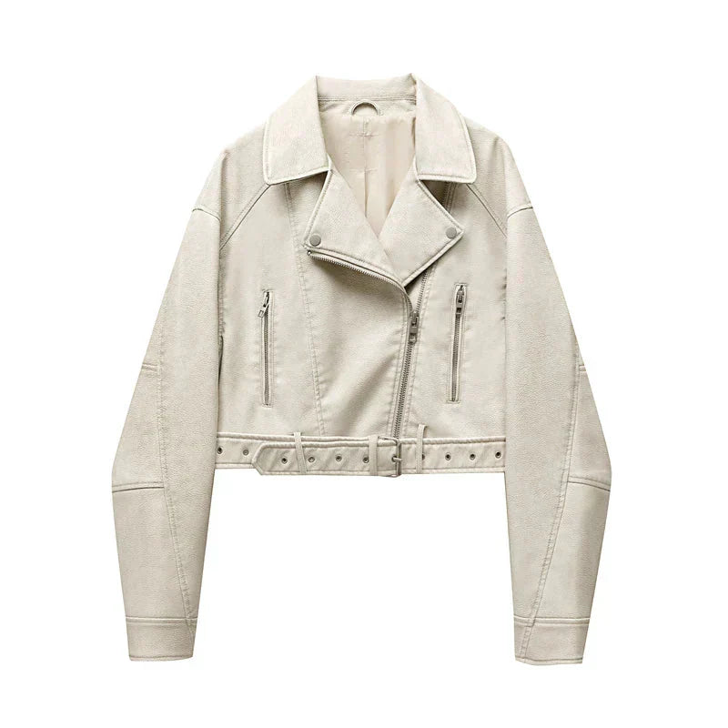 FERMUAR DETAY DERİ CEKET